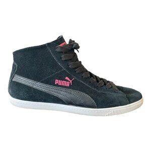 Puma Women's Mid-Top Sneakers Lace-Up Black Suede Size 7